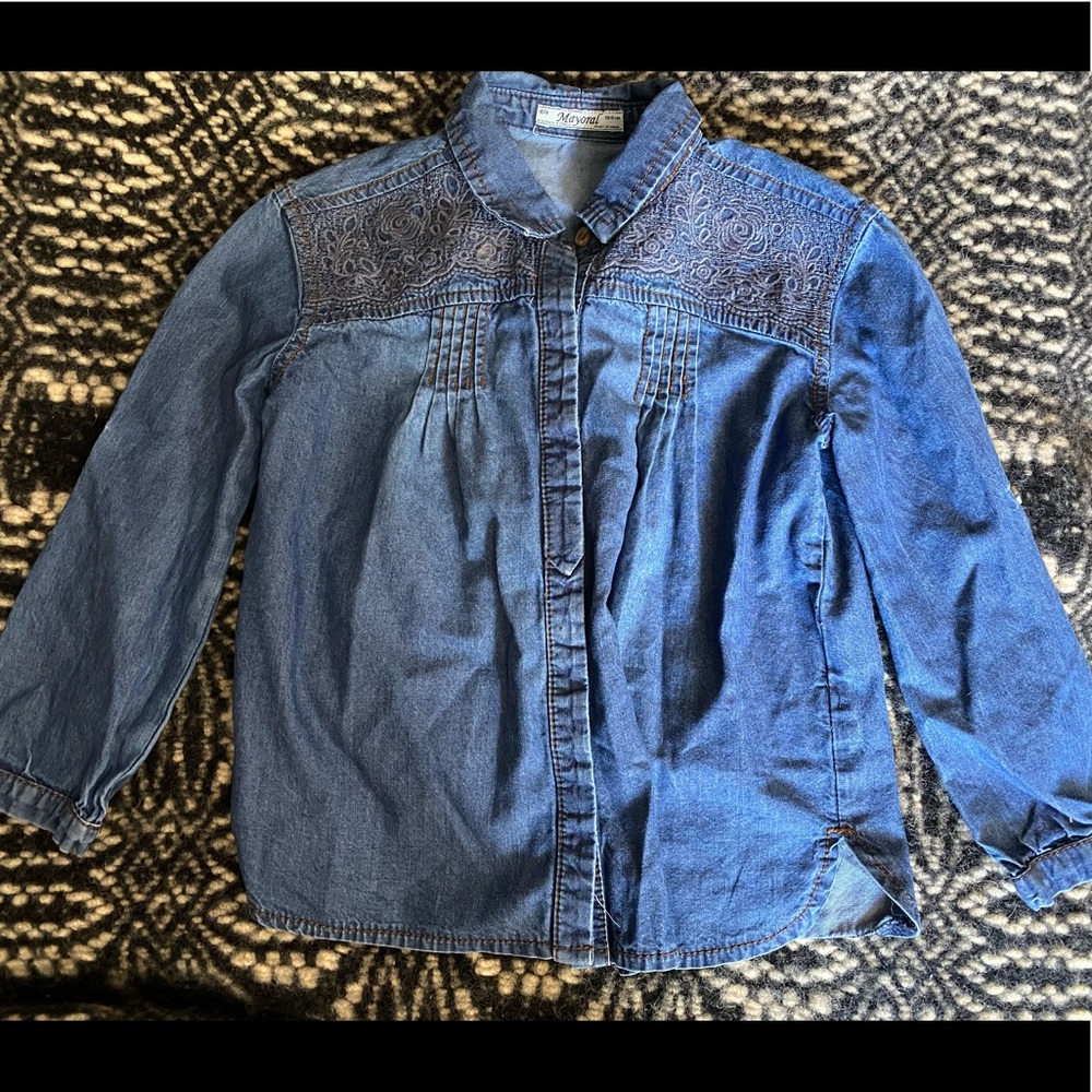 Mayoral Denim Button Up Shirt Size 4